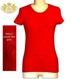 Y2K Juicy Couture Cotton red T-shirt velour raised logo size xsmall like new